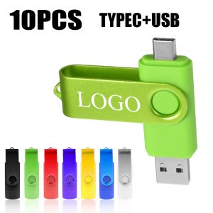 Laufwerke 10pcs/Lot typec für Smartphone/PC Benutzerdefiniertes Logo OTG 2.0 USB -Flash -Laufwerk 8 GB 16 GB 32 GB 64 GB USB -Stick Pen -Laufwerk 1 GB 2 GB 4 GB