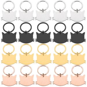 Tags 20Pcs/Lot Blank Cat Pet ID Tag Personalized Name ID Collar for DIY Stainless Steel Custom Name Keychain Accessories Wholesale