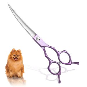 Scissors 7inch Curved Pet Grooming Scissors 440c Stainless Steel Right Left Hand Dog Grooming Shears Professional Salon scissors