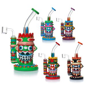 9 polegadas exclusivas Bongos de vidro de vidro exclusivo 3D Madeiras de água FONCOMB PERC PERC DAB PLACES BOTO BONG DE 14MM COM