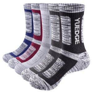 Socks Yuedge Men's Cushioned Thick Cotton Thermal Warm Hiking Walking Sports Work Boot Socks for Male Size 3746, 5 Pairs