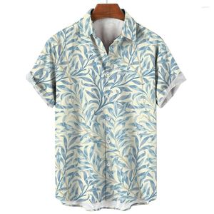 Мужские повседневные рубашки летние листья 3D Принт гавайский пляж мужская женская модная уличная одежда негабаритная рубашка с коротким рукавами.