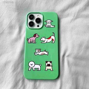 Case di telefonia cellulare Custodia per cani Green Cartoon per iPhone 15Pro Max 14 13 Pro 13 Pro Max 15 15Plus 15Pro Case di telefonia mobile acrilico D240424