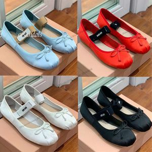 Ballet flat shoes Designer Professional Dance Shoes Satin miui ballerinas Platform Bowknot Shallow Mouth Single Shoe flat sandals women Loafers