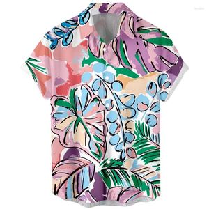 Męskie koszule na zwykłe wydrukowane tropikalne rośliny palmowe koszula dla mężczyzn Summer Hawaiian Cool Street Gorneghed Short Rleeves Bluzka streetwear