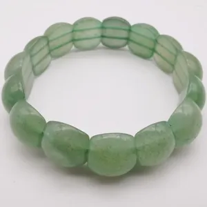 Strand Natural Green Aventurine Stone Gem Beads Elastyczna bransoletka 8 -calowa biżuteria na prezent G004