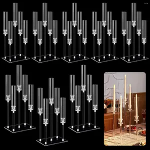 Candele 2-10 pezzi Set Centrotavola candelabra acrilici 5 braccio Candestichi di rastrellina con teatro trasparente con base rettangolare