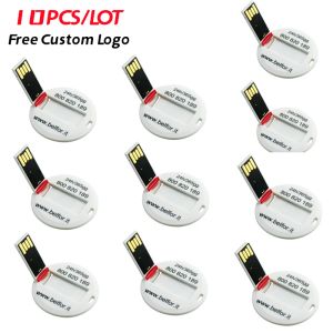 Drives 10st/Lot Round Circle Mini Waterproof USB 2.0 USB3.0 Gratis tullar full färg logotyp tryckt pendrive 2GB USB -flash driver USB