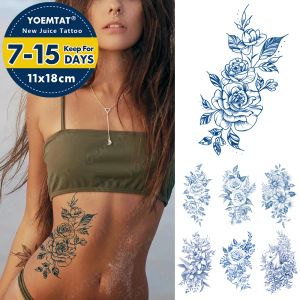 Linha das tintas Flores semipermanentes de tatuagem temporária de tatuagem PEONY FLOR ROSE FERBAL HERBAL TATOOS DE TIXA DURAÇÃO TATTO FALSO