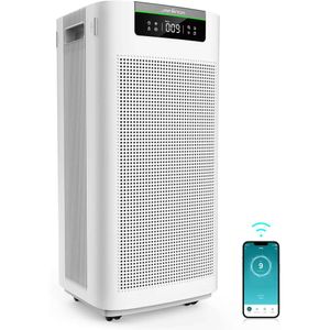 HEPA13活性炭フィルターを備えた800Sスマートエア浄化器 - ほこり、花粉、煙、アレルゲン、カビ、臭気、ペットダンダー、VOCを除去 - 家庭およびオフィスでの使用に最適