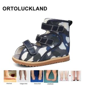 Sandals Children Sandals Summer Kids Orthopedic Mesh Shoes Boys Girls Toddler Stiff Hook Loop Clubfoot Varus Valgus Footwear 3 To 12Age 240423