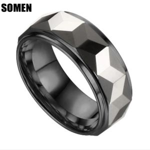 Bandas Somen 8mm Men tungstênio anel de carboneto de altos altos polidos de altos pretos/dourado anéis de noivado