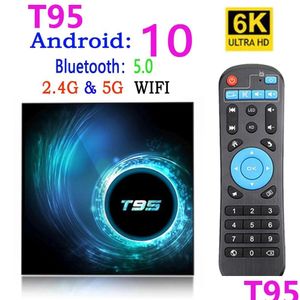 Android TV Box T95 Smart 10 4K 6K 4G 32GB 64GB 2,4G 5G WiFi Bluetooth 5.0 Квадроцикл Крафу CORE-Top Media Player Drop Electronics Sat Ottdv