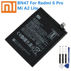 Batterier xiao mi 100% Orginal BN47 4000mAh Batteri för Xiaomi Mi A2 Lite/Xiaomi Redmi 6 Pro BN47 Telefonersättningsbatterier +Verktyg