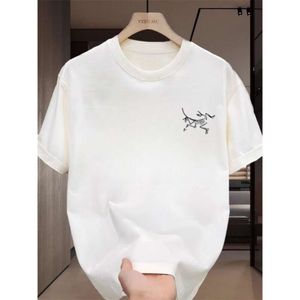 En nisch kortärmad trendig bokstav Nytt sommartryckt t-shirt, avslappnad ren bomullslös rund hals, mångsidig för par av båda könen