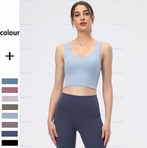 Al0 Yoga Bra Damen Designer aus Align V-Ausschnitt sexy Low Neck Rücken Sport Tanktop Casual Running Nackt enge Sportweste Fitness Leichte und dünne Yoga-Unterwäsche-Hemd