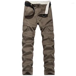 Men's Pants Multi-pockets Military Overalls Casual Loose Straight Trousers Pure Cotton Cargo For Man Ropa Hombre