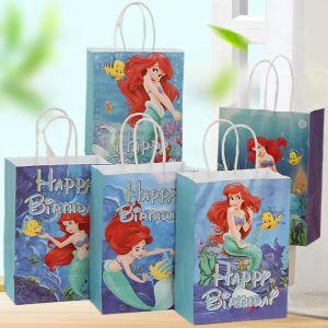 BASSE 5/20 pezzi sirena Ariel imballaggio caramella per feste per feste box regalo per bambini decorazione per la festa di compleanno sirena sacca da festa sirena