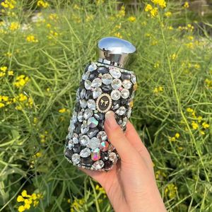 Water Bottles 304 Stainless Steel Insulated Cup With High-end Diamond Inlaid Rose Light Luxury Car Straight Body Exquisite Gift