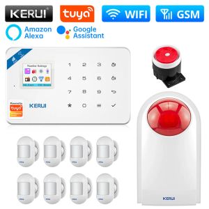 Kontrolle Kerui Tuya Smart W181 Home Security System Einbrecher WiFi GSM Zentraleinheit Alarmpanel Smart Life App Steuerelement
