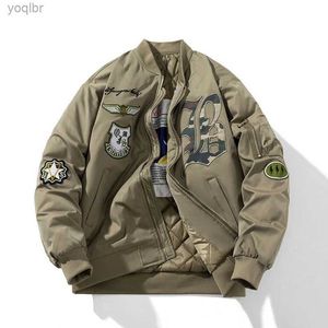 Men's Jackets Autumn and winter pilot jacket mens badge celebrity retro bomber jacket embroidered mens fashionable hip-hop windproof jacketL2404