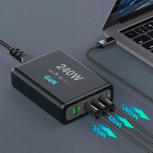 Chargers 4Port 240W PD 3.1 GaN 2 Quick Charger USB C PD 140W PD100W PPS 105W For Laptop Macbook Pro iPad iPhone 14 Samsung Huawei Xiaomi