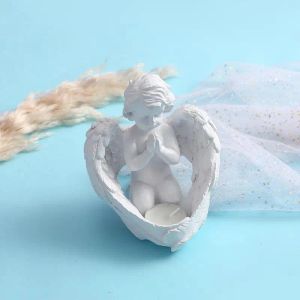 Holders 3D Angel Wings Candle Holder Silicone Mold Storage Box Jewelry Organizer Silikonformar för tvålepoxi harts DIY Hemdekoration