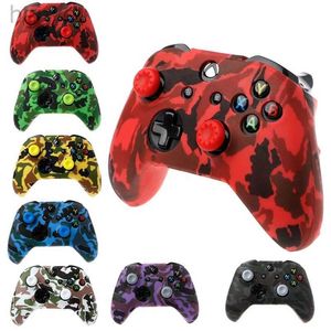 Spelkontroller Joysticks Camouflage Silicone GamePad Cover + 2 Joystick Caps för Xbox One X S Controller D240424