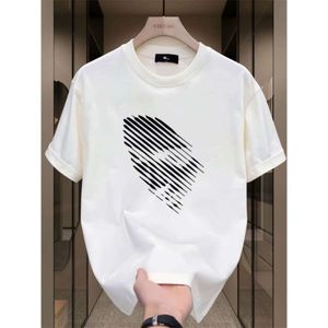 2024 New Fashion Brand High End Men's Pure Cotton Short Sleeved T-shirt Minimalist Trendy Print Casual Round Neck Top