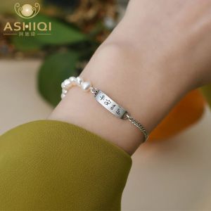 Strands Ashiqi Natural Baroque Freshwater Pearl Splicing Bracelet 925 Sterling Silver Fashion Jewelry for Women