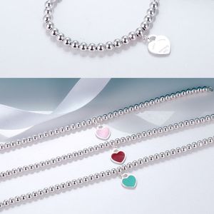 Modeliebe Herz Armband Jewlery Designer für Frauen Männer Perlen Luxusarmbänder S925 Silber mit blau grünen roten Herzen, welche Party Girls Geschenke