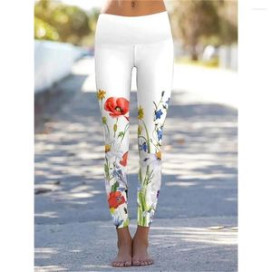 Leggings femininas Flor Print Gym Yoga Calças de cintura alta elástica push up esportes calças de calça sexy roupas de qualidade