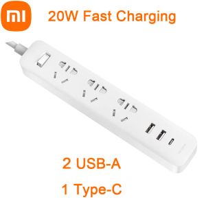 Cameras Original Xiaomi Extension Socket 2a1c Version Power Strip 2 Usba 1 Typec 3 Electrical Plug 20w Fast Charging for Iphone Huawei
