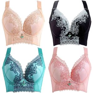 Sexig full spets 75-95abcde ultratunna NO-fälgar BRAS Trådfri stor storlek Minimizer Underwear BH Thin Cup BH 211110