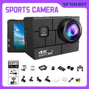 Kameralar Aksiyon Kamerası Ultra HD 4K 60/30FPS 1080P 60 FPS WiFi 2.4G Hz 170D Sualtı Su geçirmez Kask Video Kayıt Spor Kamerası