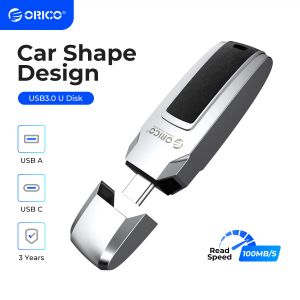 Drives ORICO USB 3.0 100MB/S USB Flash Drive UFSD Metal Leather Pen Drive Type C 256GB 128GB 64GB 32GB Car Shape USB Stick Pendrive