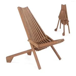 Camp Furniture Outdoor Klappstuhl Low Profile Acacia Wood Lounge für Balkon im Hinterhof