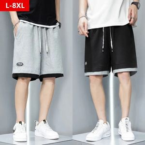 Patchwork 8XL 7XL White Black Summer Fashion Shorts Men Plus Size 6XL 5XL Loose Gray Casual Waffle Male Oversized Half Trousers 240415