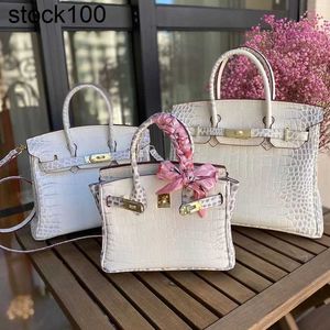 Platinum Handbag Women's Bag 2024 Crocodile Pattern Classic Handbag Large Capacity One Shoulder Crossbody Handmade Genuine Leather