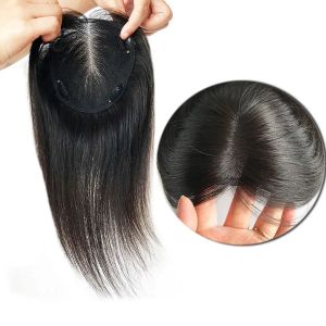 Toppers reta reta renda de cabelo virgem de cabelo para mulheres de cabelo humano respirável peças de cabelo humanas feitas com clipes de cor natural