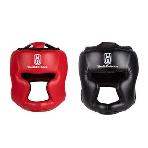 Boxing Protector Helmet PU Karate Taekwondo Head Guard Reusable Soft Breathable Protective Headgear Sports Gear Red L 240416