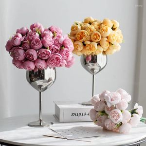 Dekorativa blommor 27 huvuden Peony Artificial Rose Bouquet Silk Fake Flower Diy For Wedding Party Home Room Table Decoration Arrangement