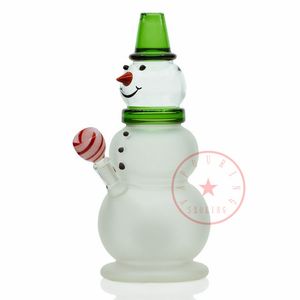 Colorful Snowman Thick Glass Bong Hookah Shisha Smoking Waterpipe Bubbler Pipes Filter Herb Tobacco Oil Rigs Bowl Portable Design Cigarette Holder DHL