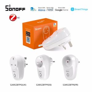 Сумки New Sonoff Plugure Zigbee Socket S26R2ZB 4000W 16A UK/DE/FR Стандартная работа работа в качестве поддержки Zigbee Router Support Zbbridge SmartThings Hub