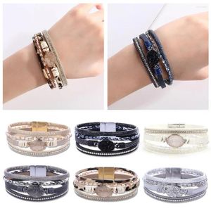 Bracelets de charme Mulheres quatro camadas Faux Crystal Rhinestone Retro Coloque Fake Magnetic Girls Wrap Bracelet Jewelry