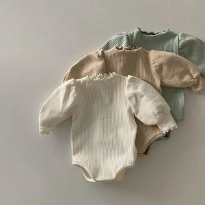 Einszene Infant Weiche Baumwolle Langarm Bodysuit Solid Neugeborenes Baby Jumpsuit Kleinkind Lose Puffarm