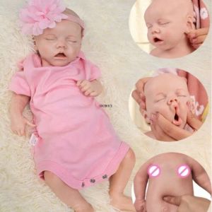 Dolls Full Body Silicone Reborn Doll Waterproof 18" Handmade Solid Flexible 3D Skin Tone Baby Realistic Newborn Girl Doll Toys Gift