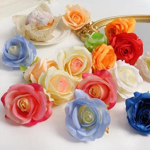 Dekorativa blommor 10st Rose Artificial Heads 8cm falsk blomma för heminredning äktenskap bröllop dekoration diy hantverk krans presenttillbehör