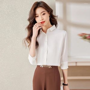 Женские блузки модные профессиональные женские весенние и летние высококачественные рубашки простые элегантные