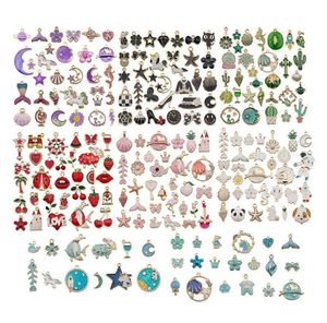 31pcsset Alloy Enamel Flowers Charms Purple Color Animal Pendants Jewelry DIY Accessory Craft Making4466564